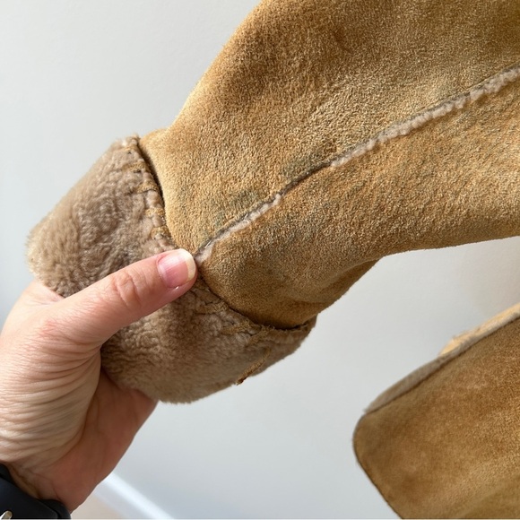 Y2K Guess Suede Jacket Women's Medium Faux Shearling Lace Trim Vintage 90's - Picture 6 of 16